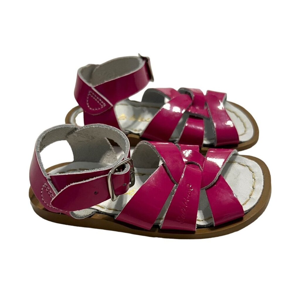 Salt Water Sz 6 Fuchsia Pink Patent Leather Sandals - Picture 2 of 8